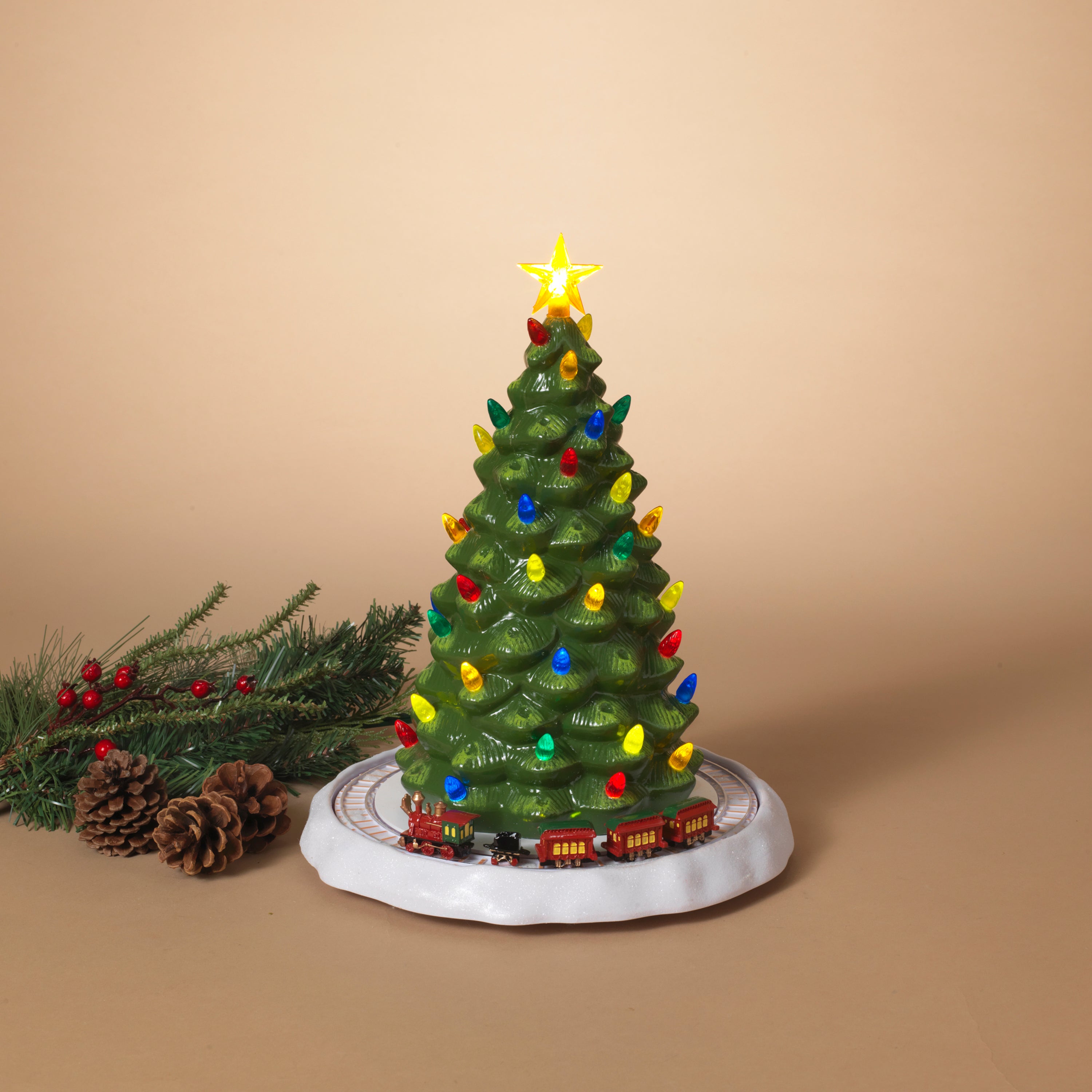 Old world 13.75 in H Electric Lighted Musical Ceramic Christmas